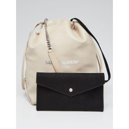 Yves Saint Laurent Grey Lambskin Leather Teddy Bucket Bag