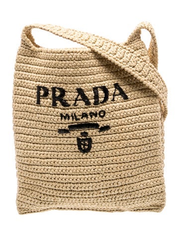 Signature Enameled Metal Triangle Raffia Shoulder Bag