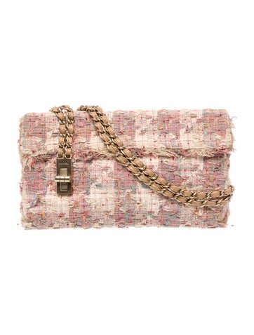 Tweed Vertical Lock Flap Bag