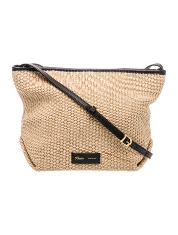 Straw Straw Leather-Trim Shoulder Bag