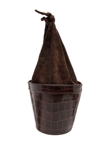 Embossed Leather Bucket Bag