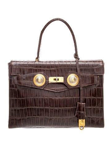 Embossed Leather Top Handle Bag