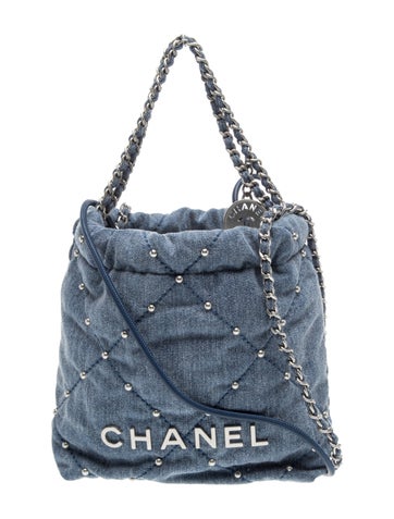 2024 Quilted Studded Denim Mini 22 Hobo