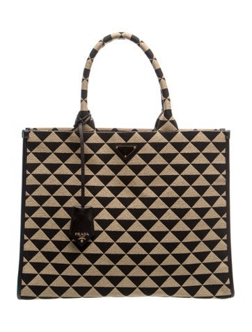 Saffiano Leather Symbole Jacquard Tote Bag Large