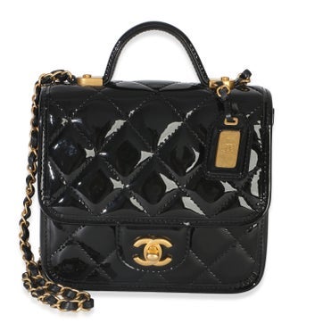 Patent Leather Top Handle Flap Bag Mini