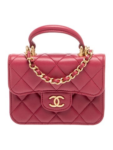 Top Handle Flap Coin Purse w/ Chain