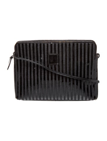 Patent Leather Pequin Stripe Camera Bag Small