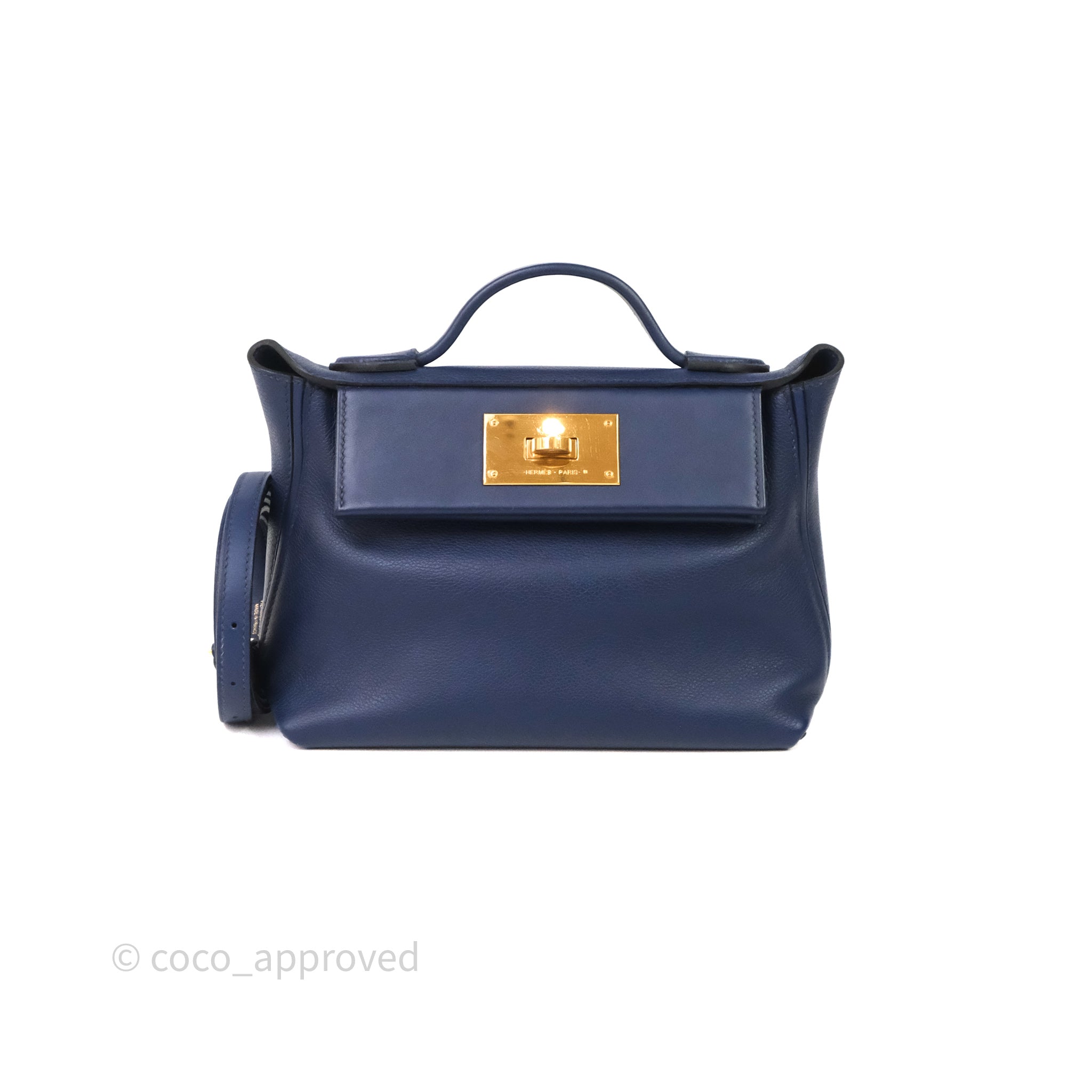 Hermès 24/24 21 Mini Bleu Nuit 2Z Evercolor Gold Hardware