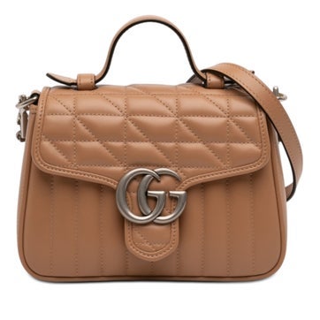 Calf Leather Mini GG Marmont Matelasse Calfskin Aria Top Handle Bag