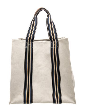 Loro Piana Canvas The Suitcase Stripe Canvas Tote Medium