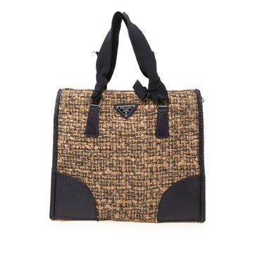 Vitello Trimmed Tweed Flat Handbag