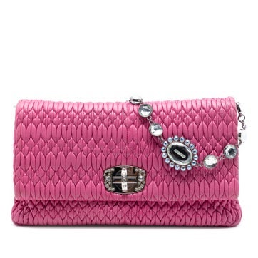 Leather Matelasse Nappa Crystal Chain Satchel