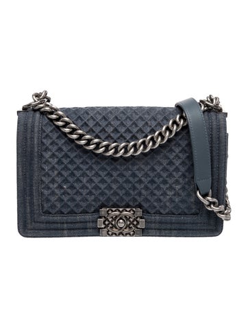 Medium Denim Diamond Boy Bag