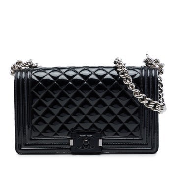 Old Medium Quilted Patent Leather Acrylic Boy Flap