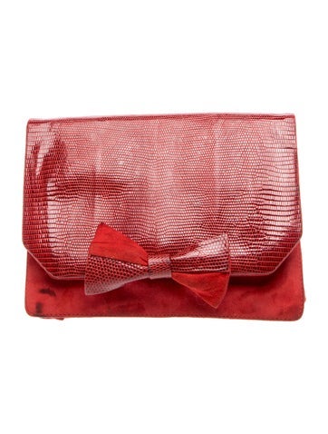 Suede Red Lizard Bow Vintage