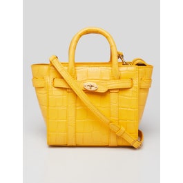 Mulberry Yellow Croc Embossed Leather Micro Zipped Bayswater Tote Bag