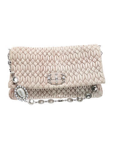 Leather Matelasse Leather Crystal Shoulder Bag