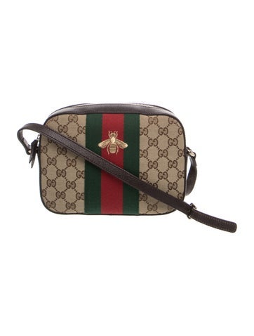 GG Supreme GG Canvas Webby Bee Camera Bag