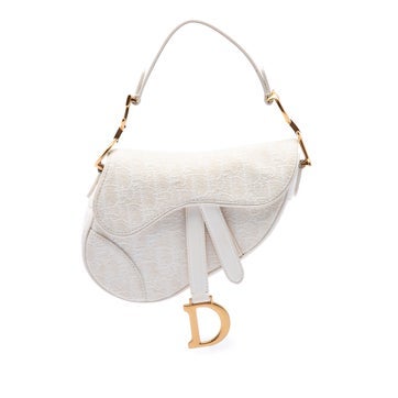 Mini Oblique Embroidered Canvas Saddle Bag