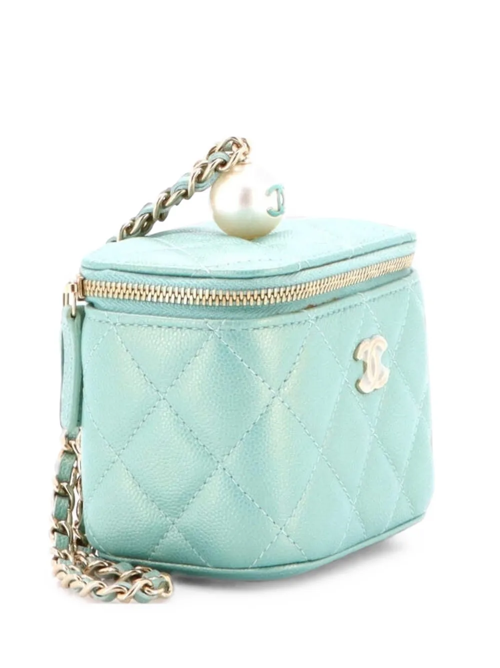 Chanel Classic Pearl Vanity Case with Chain Quilted Caviar Mini clutch bag
