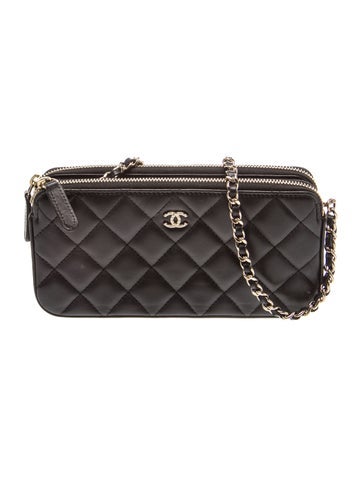 Pearl Double Zip Clutch w/ Chain