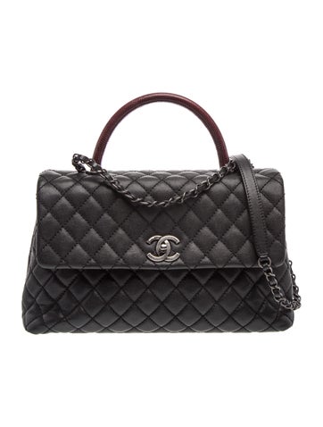 Medium Lizard-Trimmed Coco Handle Bag
