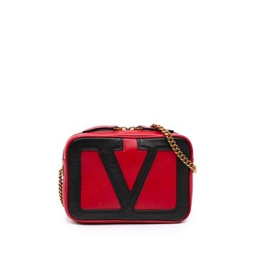 Bicolor Nappa Leather V Logo Viva Superstar Camera Chain Bag