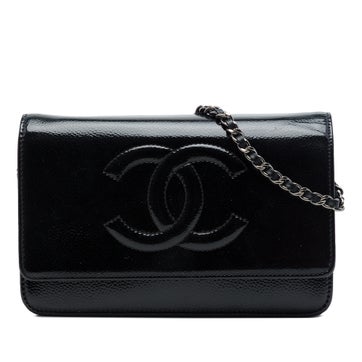CC Patent Leather Caviar Wallet On Chain