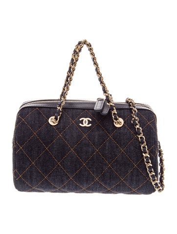 2026 Denim Quilted Barrel Clutch w/ Chain