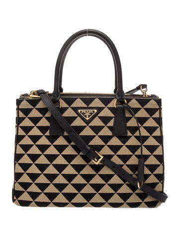 Saffiano Leather Galleria Symbole Embroidered Fabric Medium