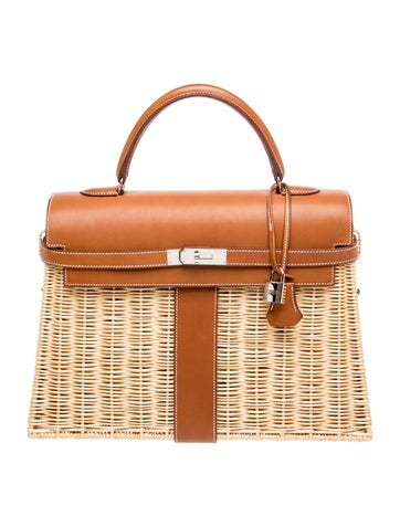 Hermes Osier Wicker and Barenia Picnic Kelly 35