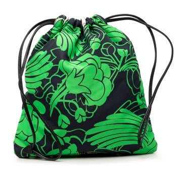 Canvas Floral Botanical Print Drawstring Pouch