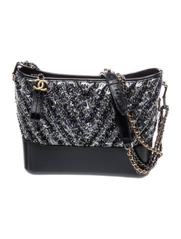 Medium Plastic Chevron Gabrielle Tweed Hobo