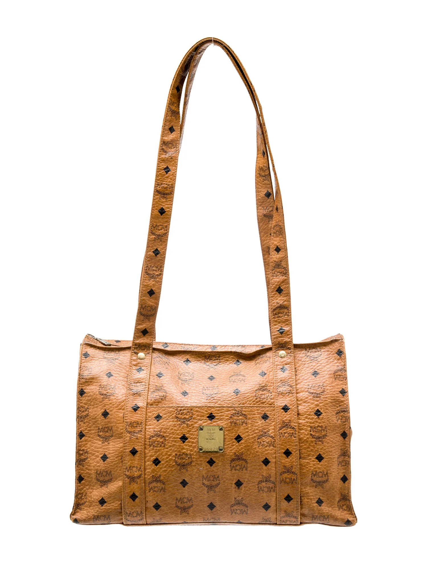 MCM Logo Print Coated Canvas Shoulder Bag