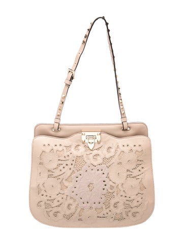 Rockstud Leather and Lace Cut-Out Rockstud Medium