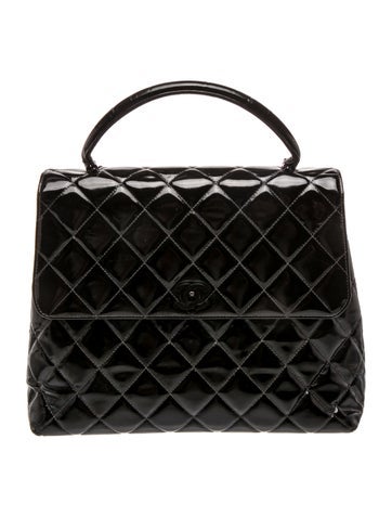 Patent So Black Kelly Handle Bag
