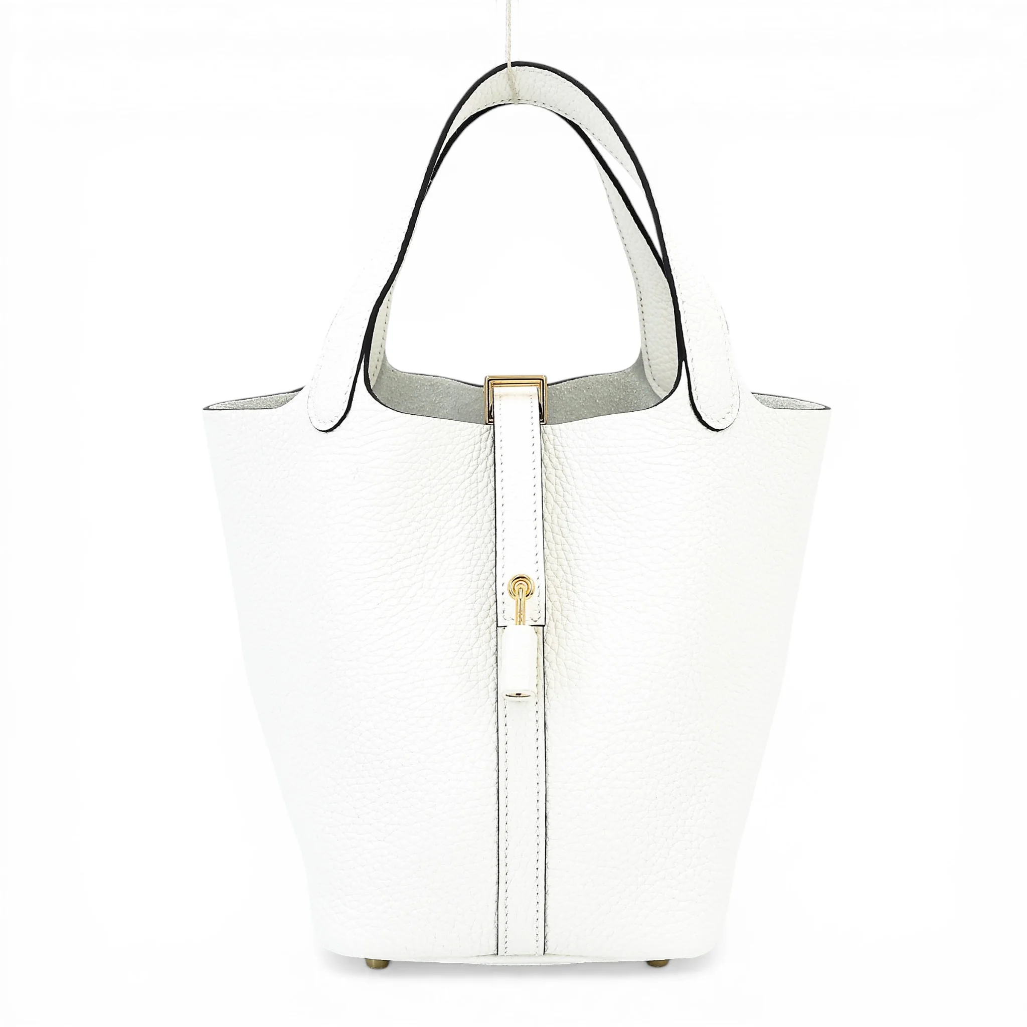 Unused ( Rank NS ) HERMÈS Picotin Lock PM New White (0U) Clemence Gold hardware B (2023)