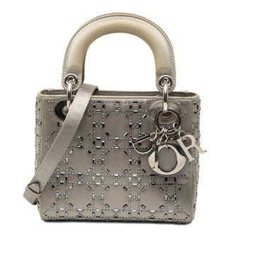 Satin Mini Satin Cannage Crystal Embellished Lady Dior