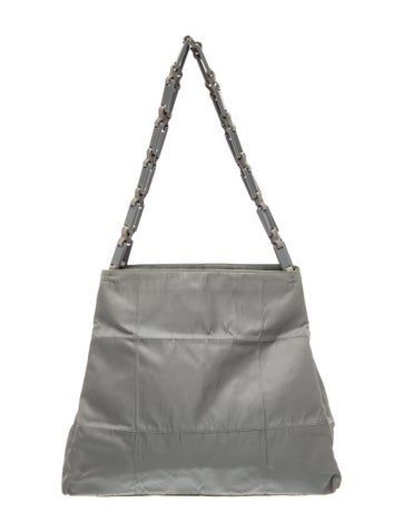 Enameled Metal Triangle Tessuto Nylon Shoulder Bag Medium