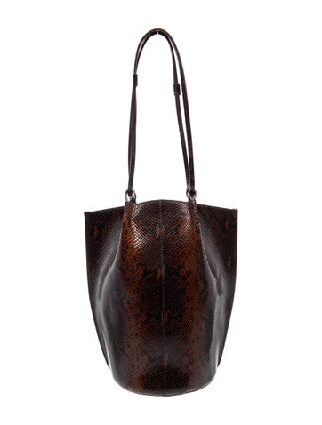 Embossed Leather Bucket Bag