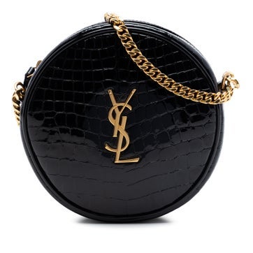 Croc Embossed Patent Round Vinyl Camera Bag