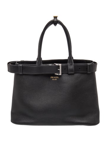 Saffiano Leather Buckle Bag w/ Belt Large