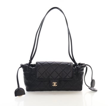 Lambskin Drawstring Clutch With Strap