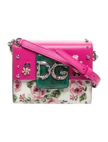 Leather Millennials Rose Print Crossbody Bag Mini