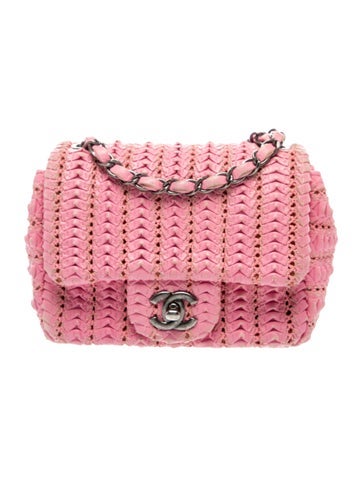 Paris-Seoul Mini Square Crochet Lambskin Flap Bag