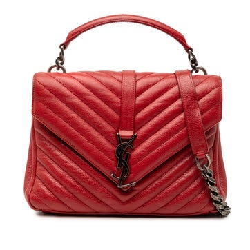 Lambskin Medium Chevron Sheepskin Monogram College Satchel