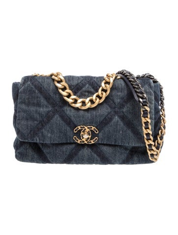 Large Denim 19 Flap Bag
