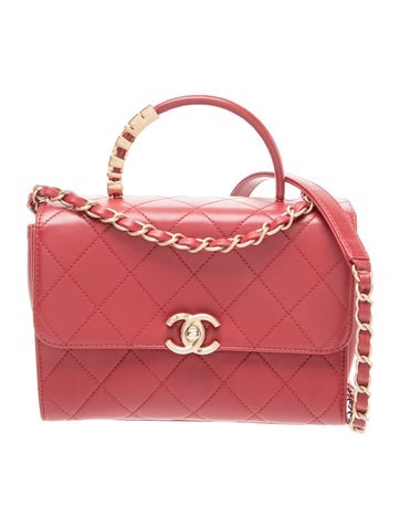 Pearl Logo Top Handle Flap Bag