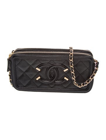 Filigree Double Zip Clutch w/ Chain
