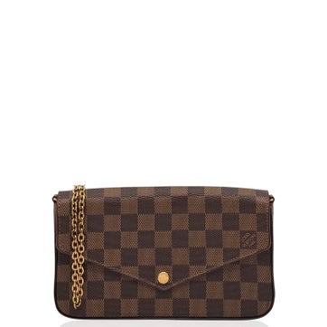 Coated Canvas Pochette Felicie Chain Wallet Brown